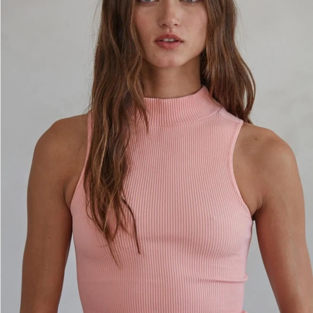 Peach Ribbed Crop Top